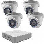 Комплект с 4 HD вътрешни камери + HD ДВР Hikvision