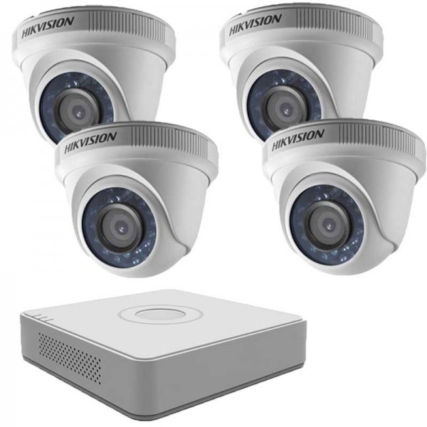 Комплект с 4 HD вътрешни камери + HD ДВР Hikvision