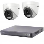 Комплект  2 камери 2MP, ColorVu + DVR Hikvision